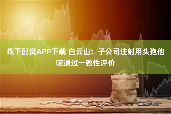 线下配资APP下载 白云山：子公司注射用头孢他啶通过一致性评价